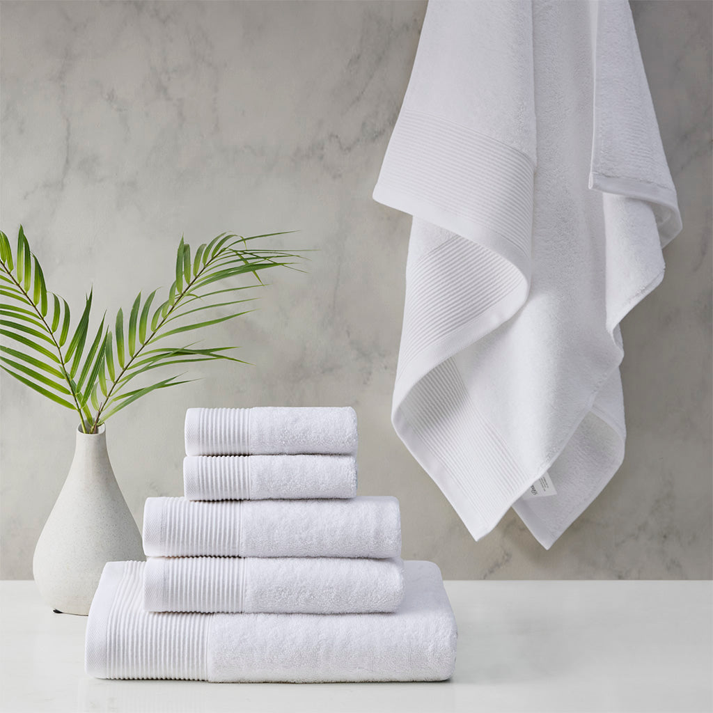 Eden Nest Retreat Cotton Tencel Antimicrobial Towel Set – 6 Piece (Ivory, 600gsm)
