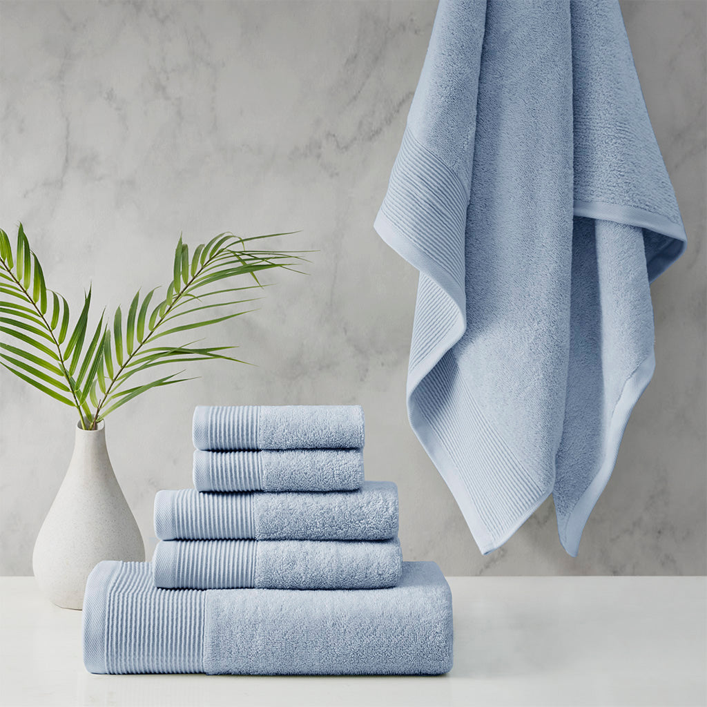Eden Nest Retreat Cotton Tencel Antimicrobial Towel Set – 6 Piece (Ivory, 600gsm)