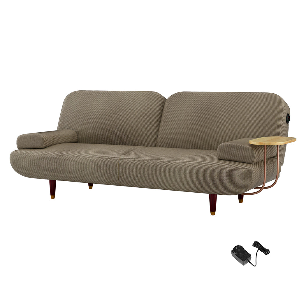 Convertible 3-Seater Sofa Bed with USB Charging & Removable Side Table