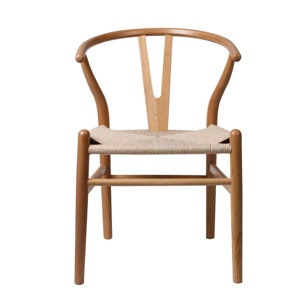 Wooden Dining Chair with Rattan Seat