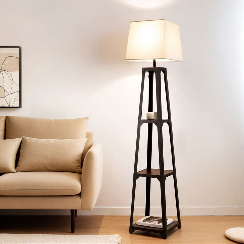 Floor Lamp with 3-Tier Shelf