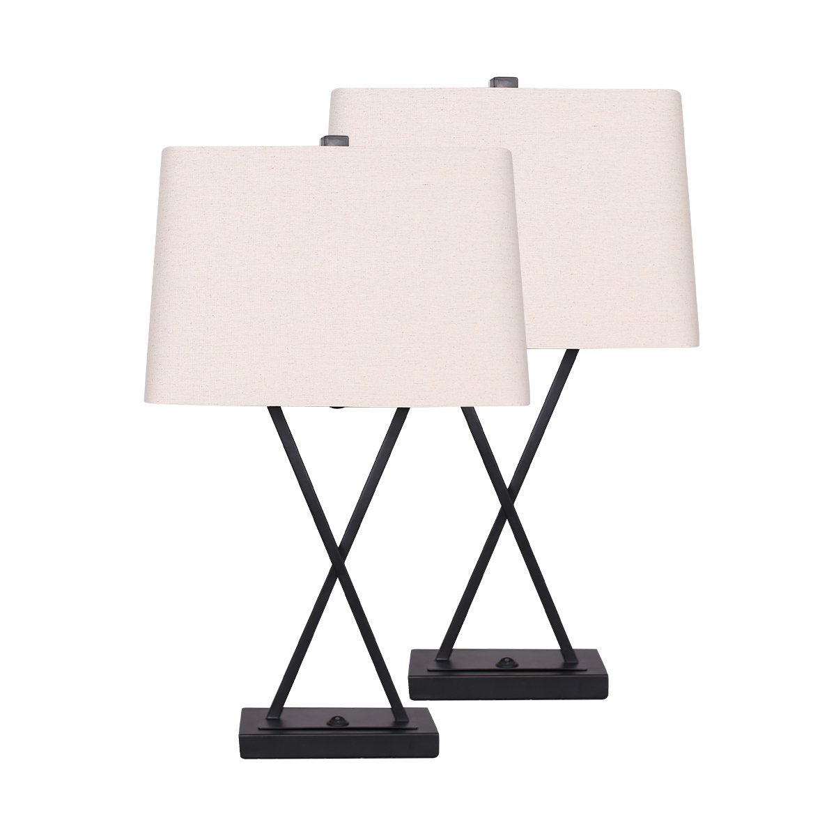 Metal Table Lamp Pair – Rectangular Shade on X Stand