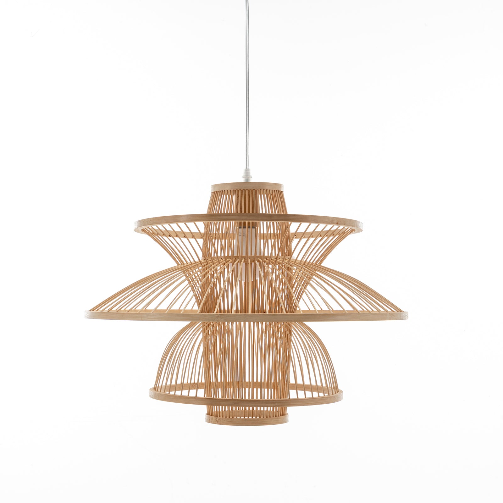 Three-Layer Hand-Woven Bamboo Pendant Light