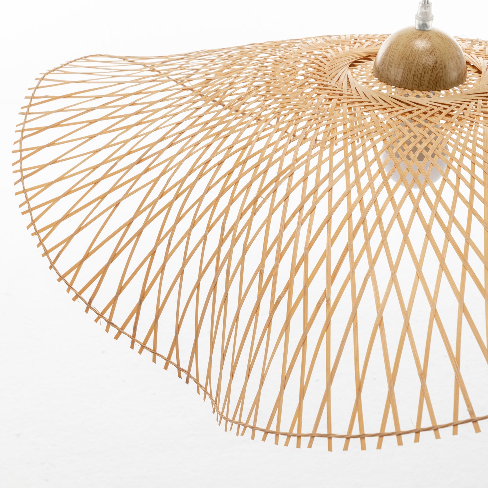Wave-Pattern Hand-Woven Bamboo Pendant Light