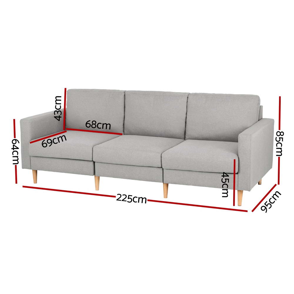 3-Seater Linen Fabric Sofa
