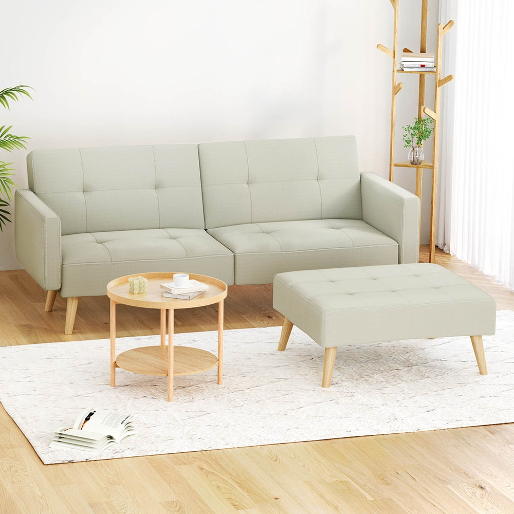 Convertible 3-Seater Sofa Bed with Removable Ottoman