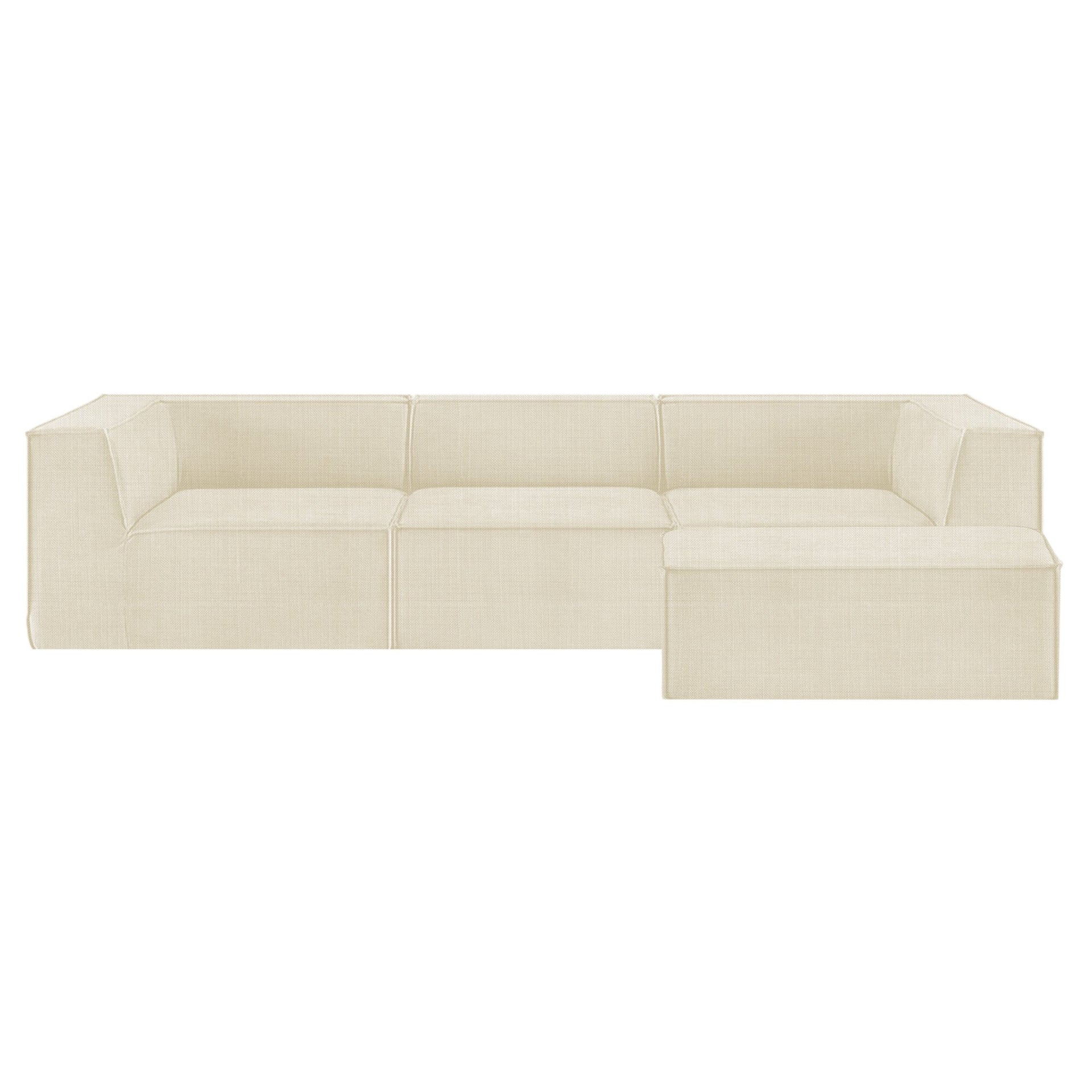 3-Seater Modular Sofa with Ottoman