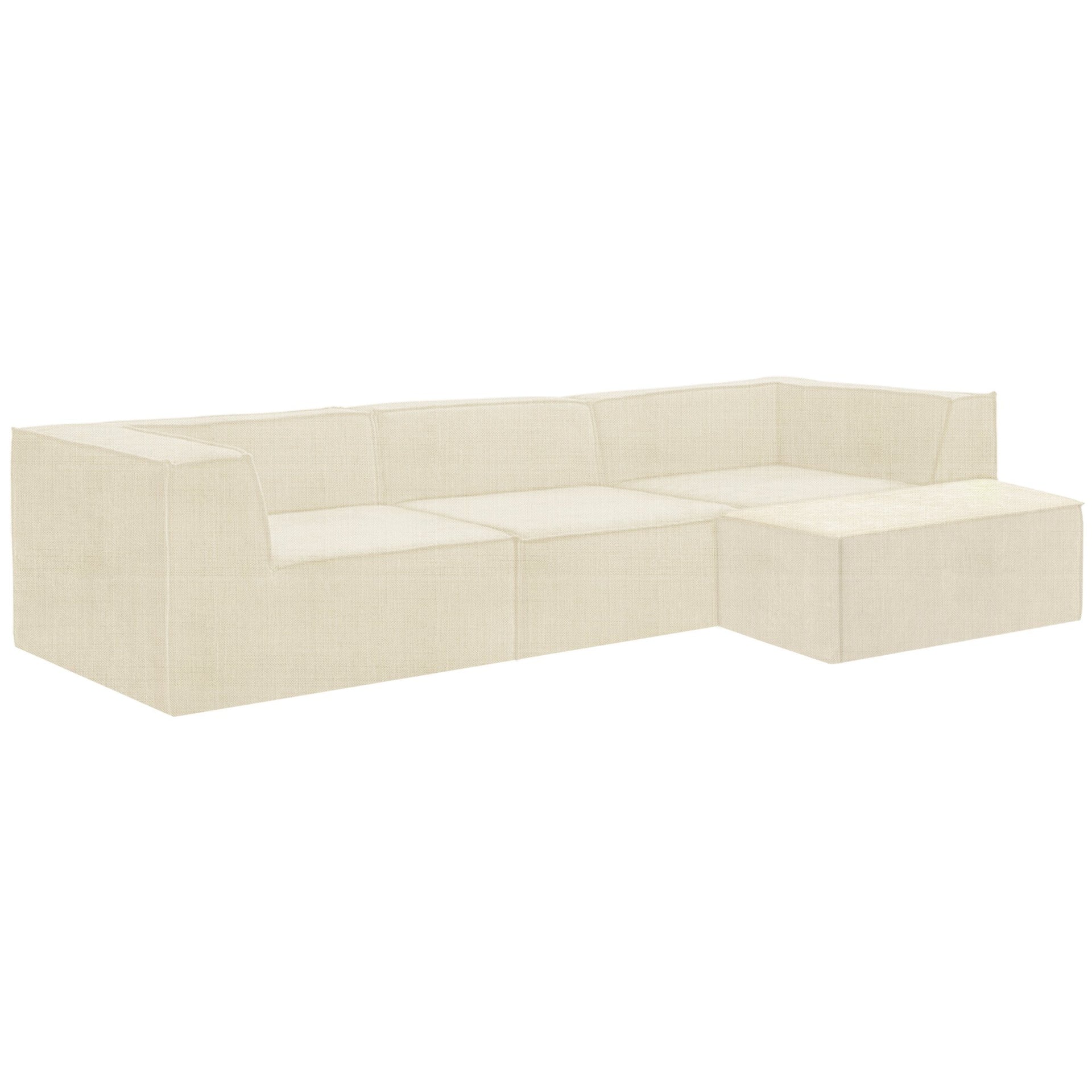 3-Seater Modular Sofa with Ottoman
