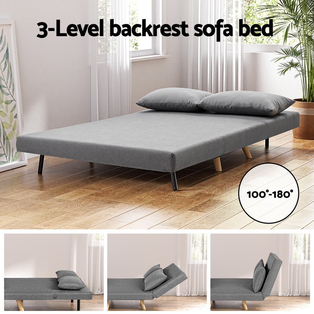 2-Seater Convertible Linen Sofa Bed