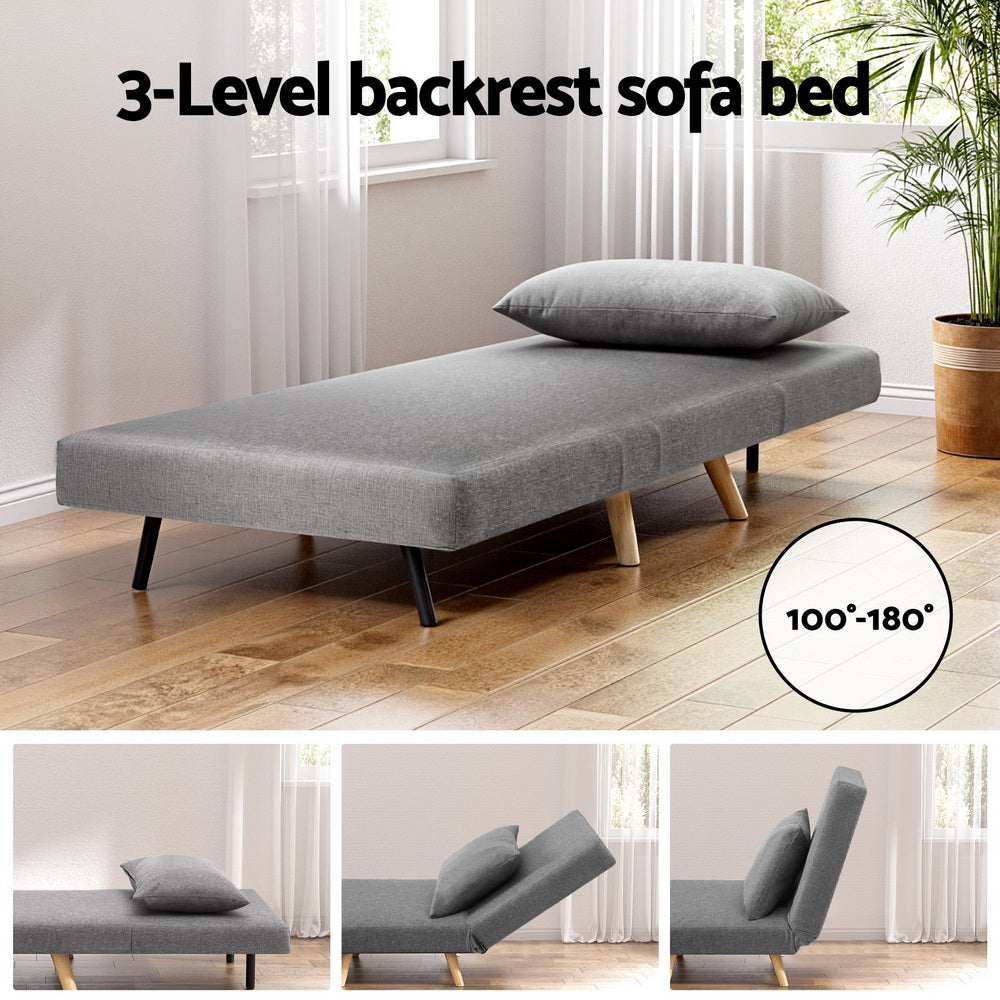 1-Seater Convertible Linen Sofa Bed