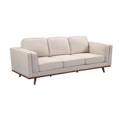 3+2 Seater Sofa Lounge Set – Beige Fabric with Wooden Frame