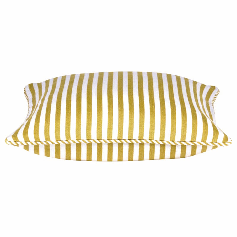 Striped Cotton Cushion Cover, Mustard Yellow and White, 40x40cm